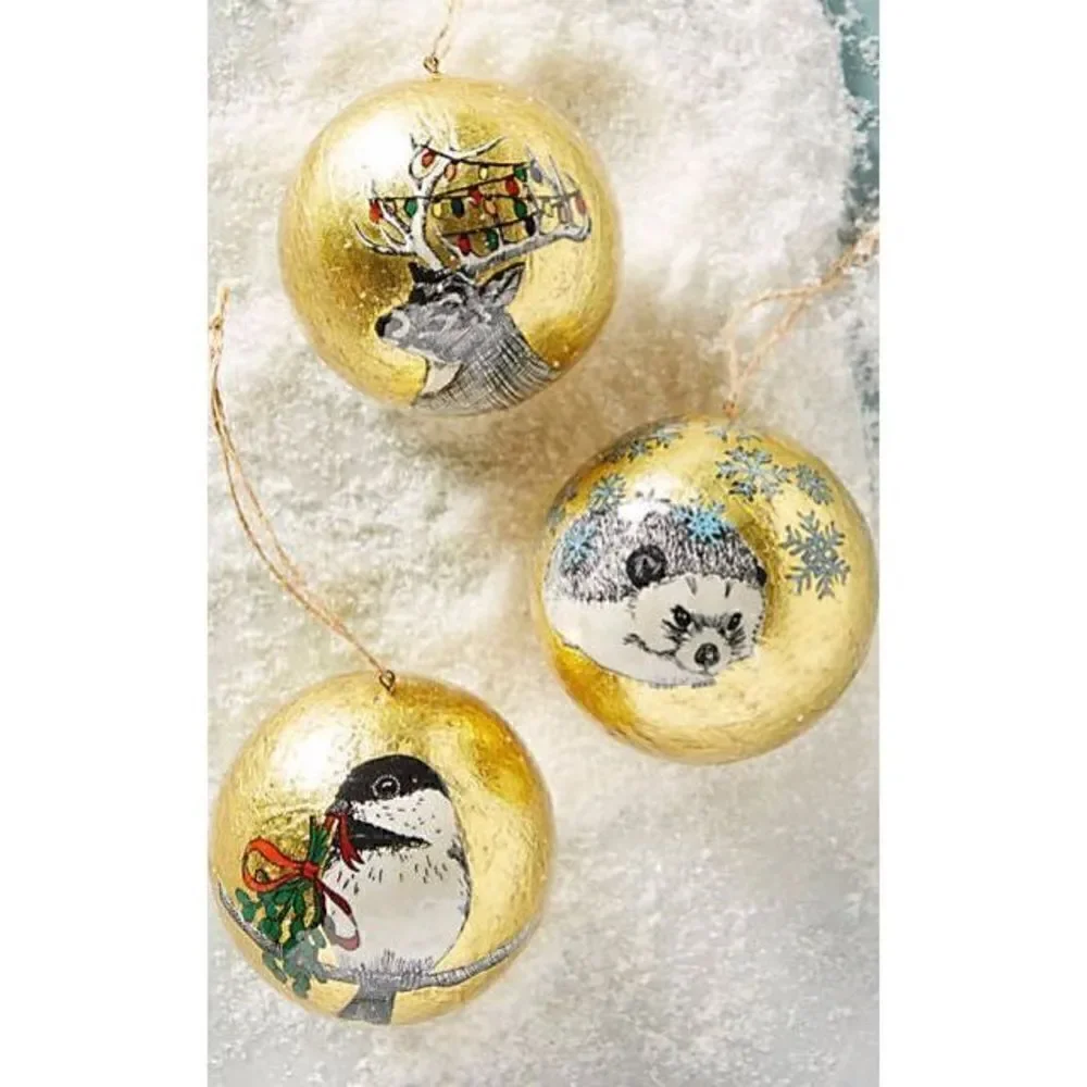 ANTHROPOLOGIE Forest Tidings Ornament Set Animals Sullivan Elaine Anlyan NEW